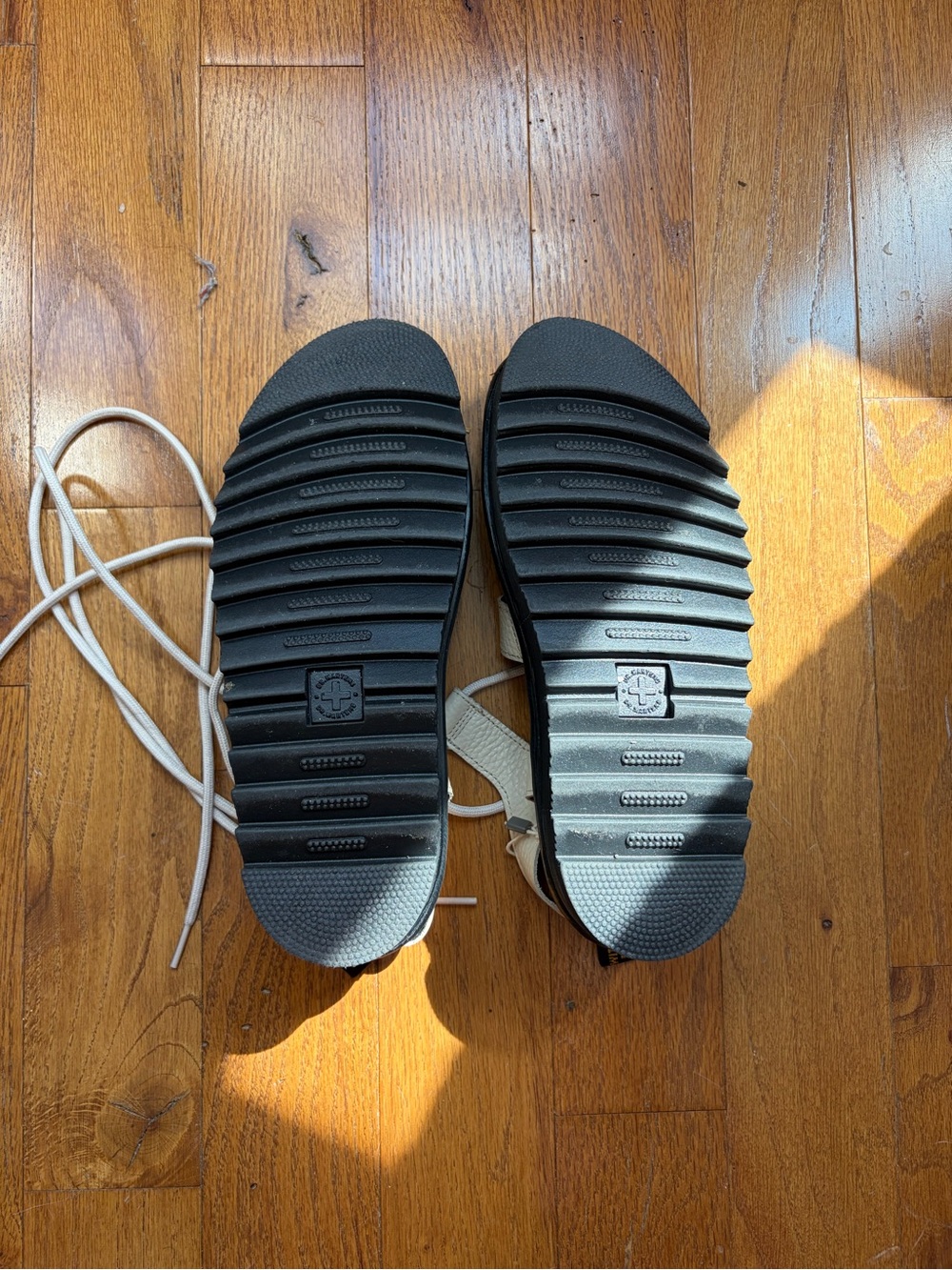 Dr. Martens Cream Leather Lace-Up Slingback Sandals - Picture 4 of 4